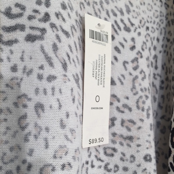 Chico’s animal print ruched sleeve open cardigan size 0 - Picture 8 of 9